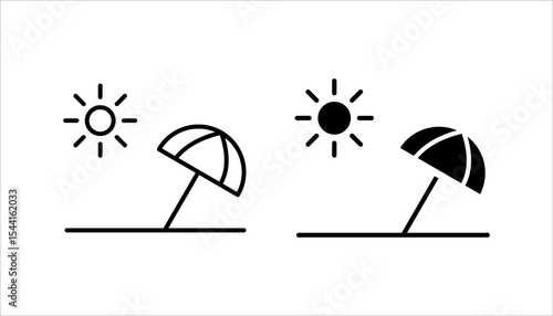 sun beach umbrella icon set. or logo isolated sign symbol vector illustration - high quality black style vector icons
