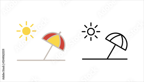 sun beach umbrella icon set. or logo isolated sign symbol vector illustration - high quality black style vector icons
