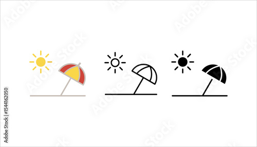 sun beach umbrella icon set. or logo isolated sign symbol vector illustration - high quality black style vector icons
