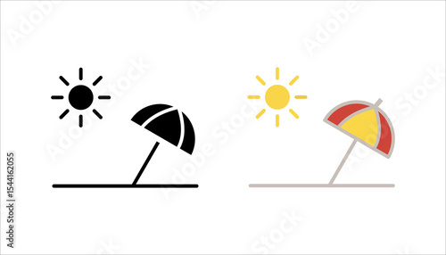 sun beach umbrella icon set. or logo isolated sign symbol vector illustration - high quality black style vector icons
