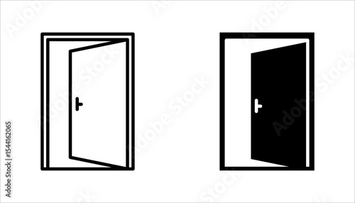 Open door line icon set. Login, logout, register, password, vip entrance, key, lock, exit minimal vector illustrations. Simple outline signs for web application. 30x30 Pixel Perfect. Editable Strokes.