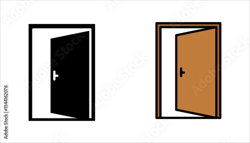 Open door line icon set. Login, logout, register, password, vip entrance, key, lock, exit minimal vector illustrations. Simple outline signs for web application. 30x30 Pixel Perfect. Editable Strokes.