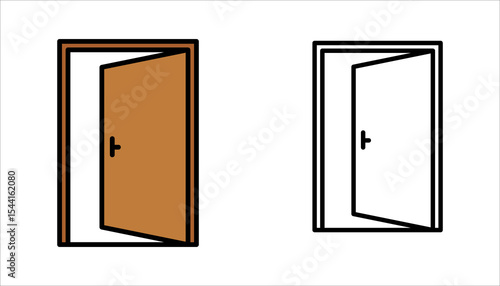 Open door line icon set. Login, logout, register, password, vip entrance, key, lock, exit minimal vector illustrations. Simple outline signs for web application. 30x30 Pixel Perfect. Editable Strokes.