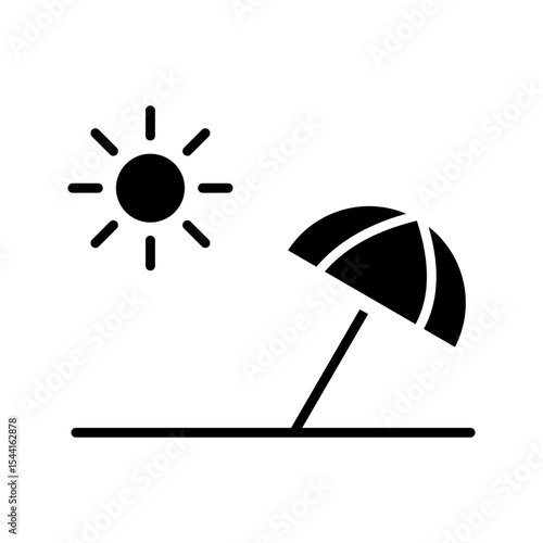 sun beach umbrella icon or logo isolated sign symbol vector illustration - high quality black style vector icons
