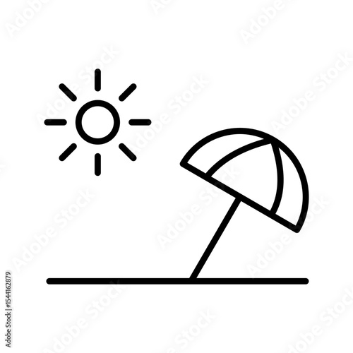 sun beach umbrella icon or logo isolated sign symbol vector illustration - high quality black style vector icons
