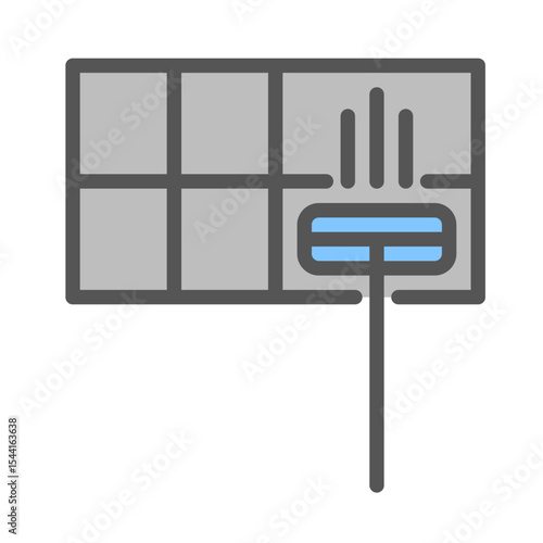 mopping floor filled outline icon. mop color line illustration.