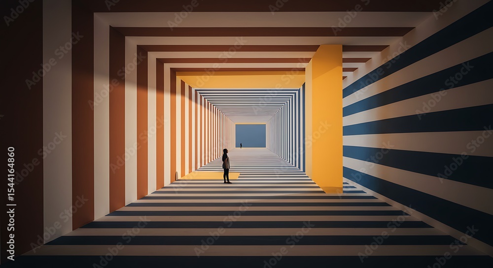 Obraz premium Abstract Corridor A Journey Through Geometric Patterns and Perspective
