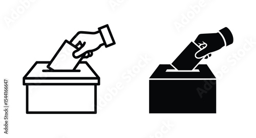 Voting Ballot Box Icons: Election, Democracy, Citizen Participation, and Political Choice