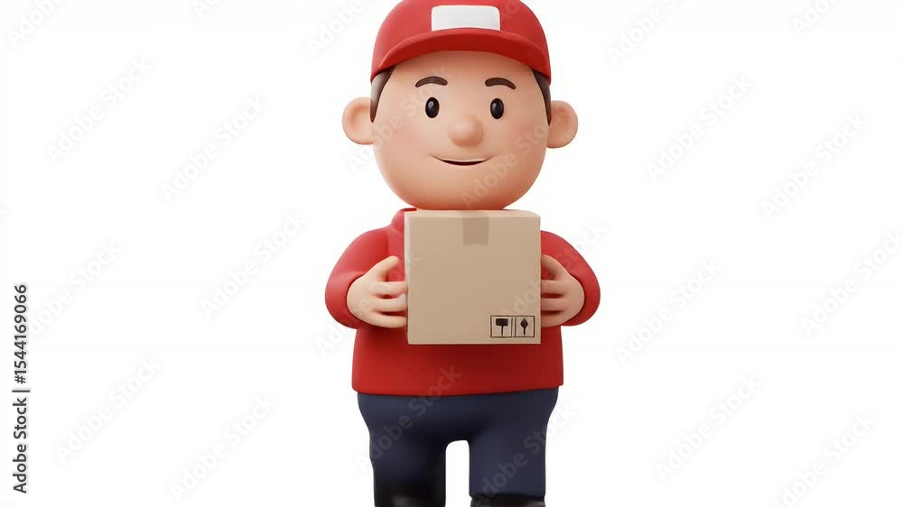 3D Man Delivers the Package box 3D Man Delivers the Package box