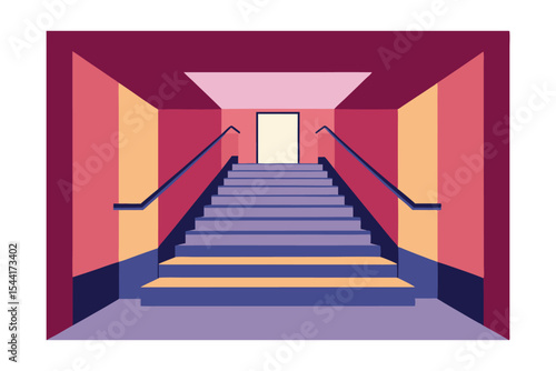 Abstract Staircase Illustration Geometric Ascent, Modern Interior Design