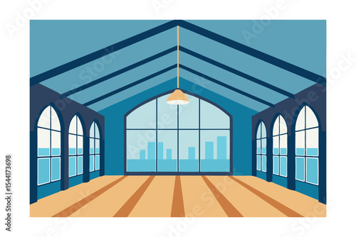 Modern Architectural Design High Ceiling Room with City View