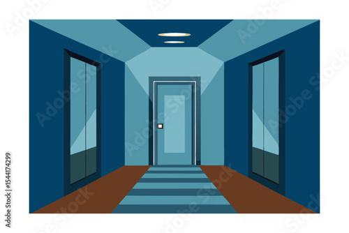 Modern Blue Hallway Interior Design Elegant Doors and Flooring