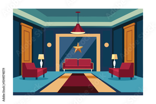 Elegant Luxury Living Room Interior Design Sophisticated Space with Star Accent