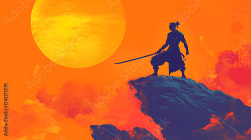 silhouette of a man on the top of mountain