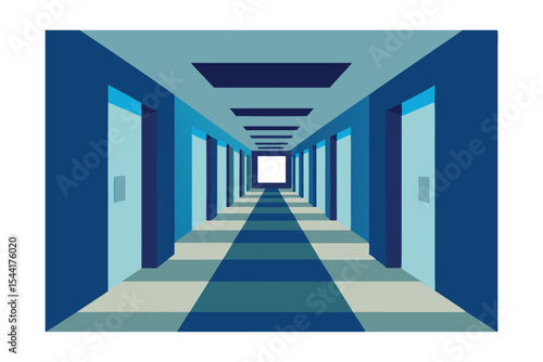 Endless Corridor A Blue Architectural Perspective