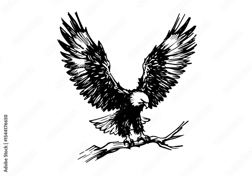 Obraz premium Bald Eagle hand drawn sketch vector illustration