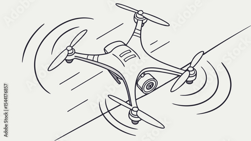 Drone illustration of a flying quadcopter with camera for aerial photography and videography concept vector