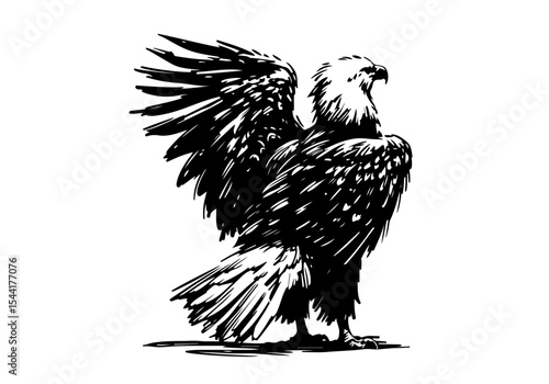 Bald Eagle hand drawn sketch vector illustration