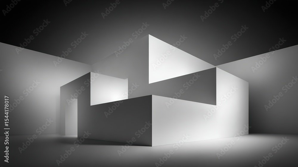 Obraz premium Abstract architectural lines and geometric shapes in a modern monochrome design, showcasing minimalist elegance and precision.