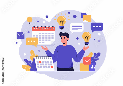 Man Juggle Ideas Calendar and Schedule For Planning Management Tasks