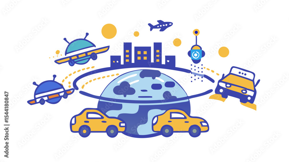 Fototapeta premium planet flying vehicle traffic