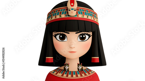 3D Render of a Young Woman in Ancient Egyptian Style Headdress