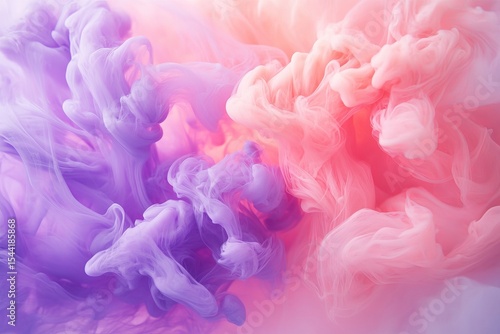 Colorful Abstract Cloud of Pink and Purple Ink in Water with Soft Light and Smooth Flow