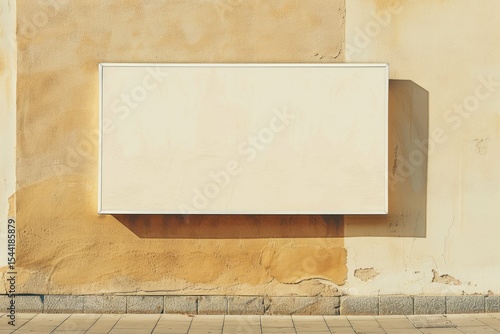 High Quality Picture of Blank Signage on a Beige Wall