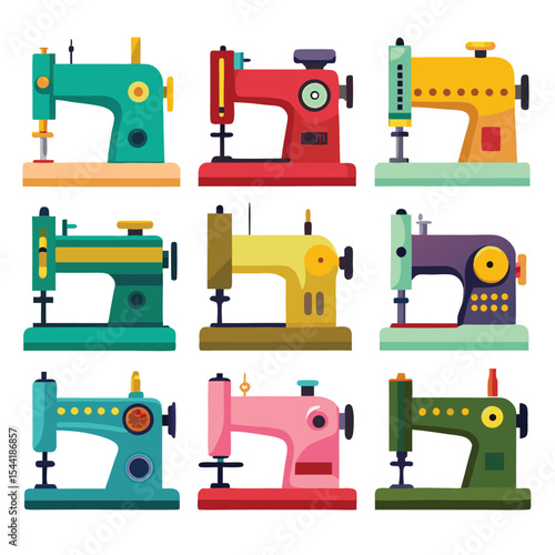 sewing machine set isolated on white background