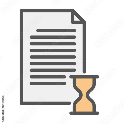 deadline task filled outline icon. task duration color line illustration.