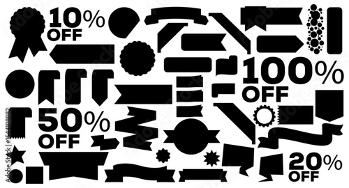 Silhouette Sale: An array of sleek, black sale tag elements, each meticulously crafted to command attention and draw the eye to incredible savings.