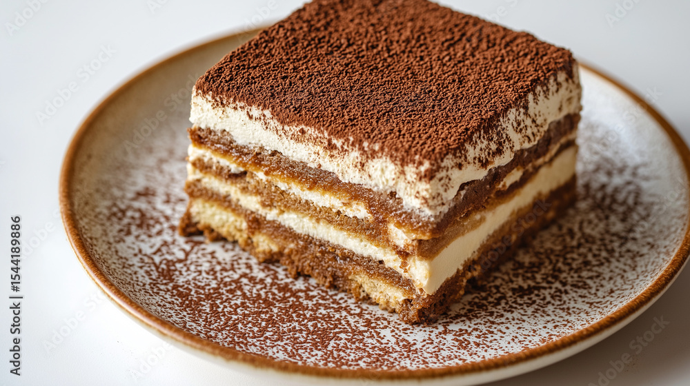 A slice of delicious tiramisu isolated on white A slice of delicious tiramisu isolated on white