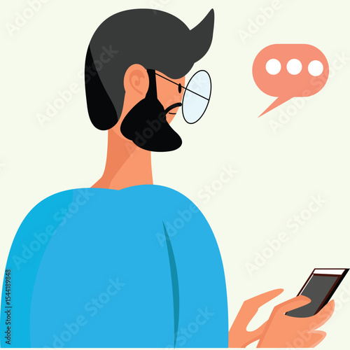 man messaging on cell phone vector design clean and unique latest illustration