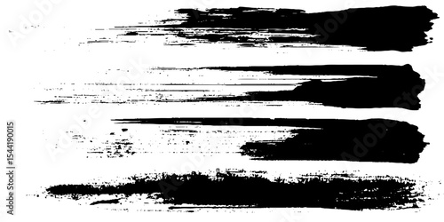 Vector set of hand drawn brush strokes, stains for backdrops. Monochrome design elements set. One color monochrome artistic hand drawn background. 