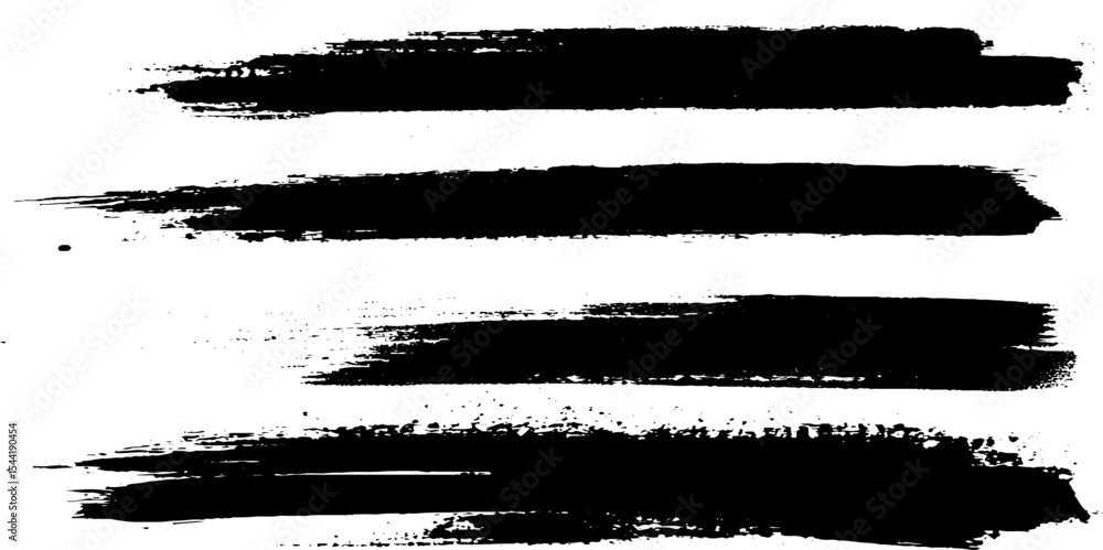 Black brush strokes. Set of textured brushes. Paint strokes. Elements for decoration, graphic design. Banner, poster, card, brochure. Vector illustration Black brush strokes. Set of textured brushes. Paint strokes. Elements for decoration, graphic design. Banner, poster, card, brochure. Vector illustration