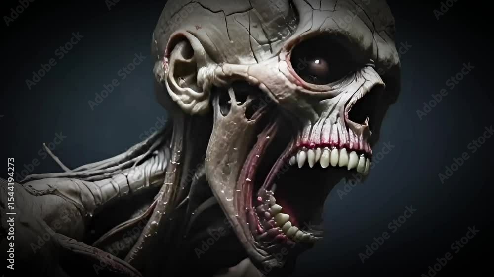 Scary Zombie with wild eyes and mouth open, angry and attacking Scary Zombie with wild eyes and mouth open, angry and attacking