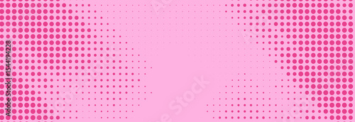 Pink halftone pattern. Retro comic gradient background. Rose pixelated dotted texture overlay. Cartoon pop art faded gradient pattern. Vector backdrop for poster, banner, advertisement
