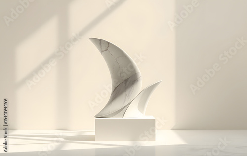 Abstract marble statue on an elegant base. Suitable for art and design concepts, interior decoration, and historical references in advertising.