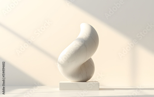 Abstract marble statue on an elegant base. Suitable for art and design concepts, interior decoration, and historical references in advertising.