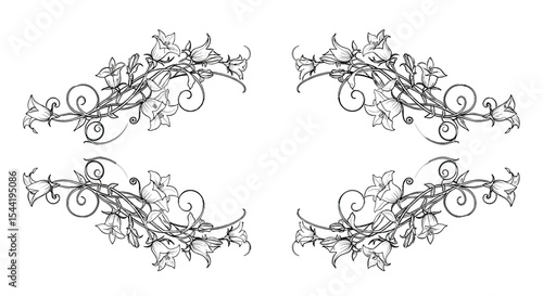 Elegant Floral Flourishes: Intricate floral designs cascade in a symmetrical arrangement, each bloom and delicate curve a testament to the artistry of nature's touch, exuding grace and refinement.