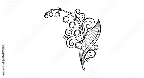 Lily of the Valley Artistic Illustration: Delicate lines bring to life a stunning artistic rendition of the Lily of the Valley plant, portraying its graceful form and exquisite details.
