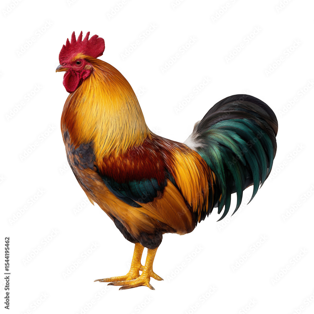 Fototapeta premium Colorful rooster isolated on transparent background