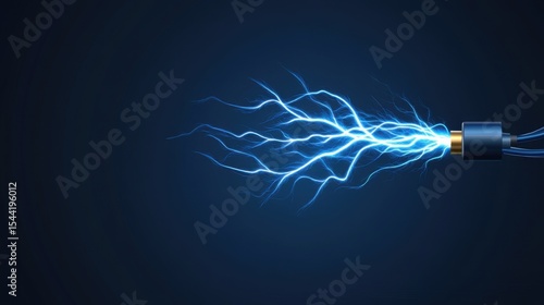 Electric Bolt Emanating from a Power Cable on a Dark Background