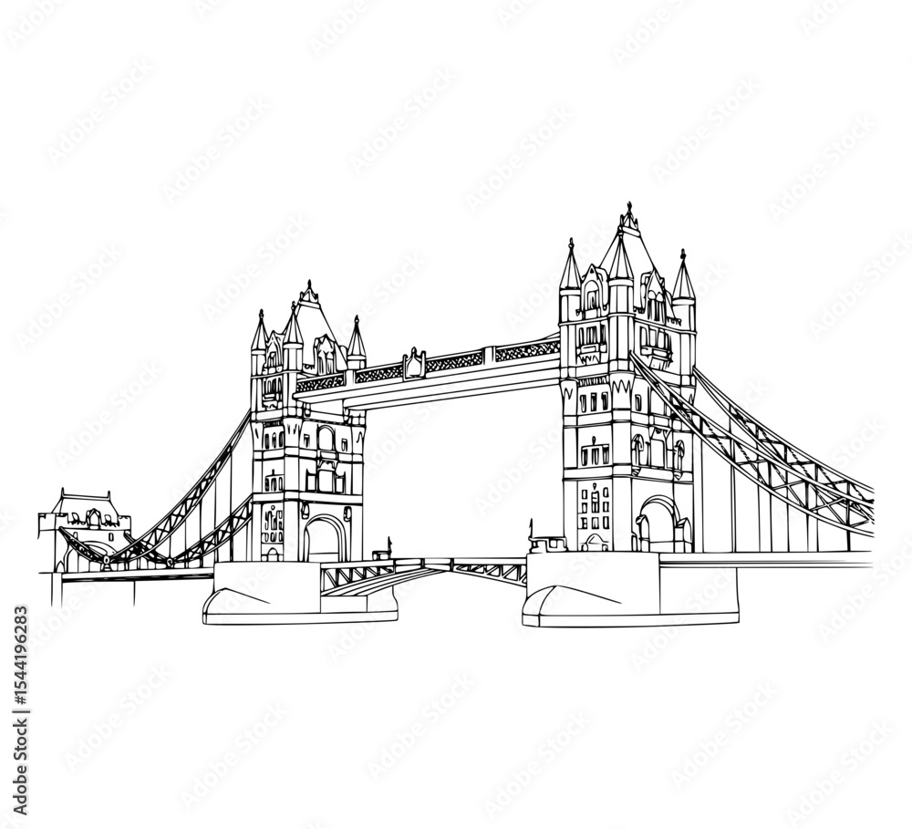 Obraz premium Tower Bridge line art, Tower Bridge – Architecture, History & Best Photo Spots