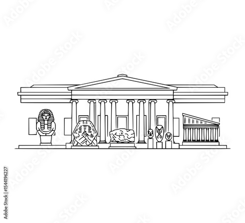 British Museum line art, British Museum – Ancient Artifacts & Must-See Exhibits