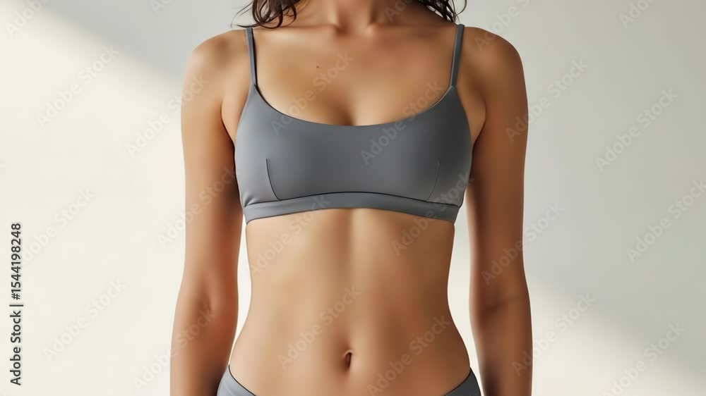 Female model in simple underwear posing in studio fashion beauty and wellness concept Female model in simple underwear posing in studio fashion beauty and wellness concept