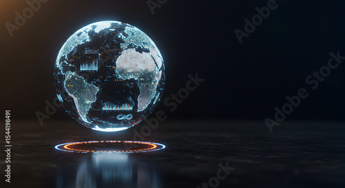 Futuristic Holographic Earth Globe