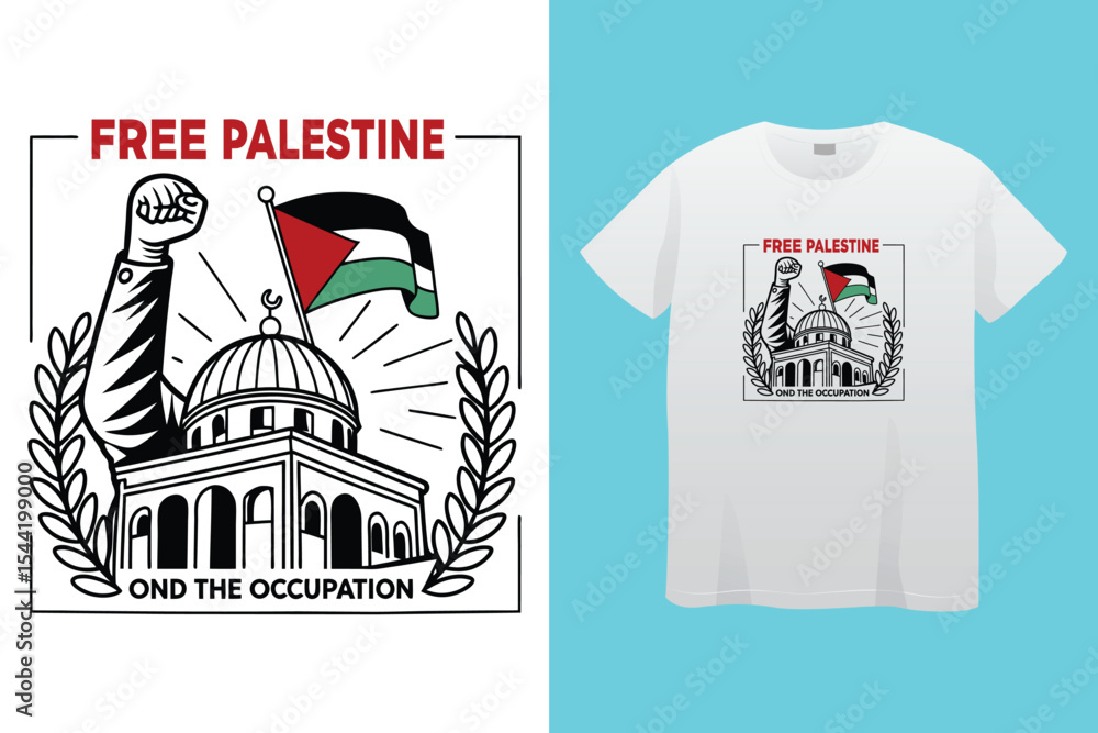 Naklejka premium Arabic Calligraphy vector type for country of Palestine. Translated, Palestine.