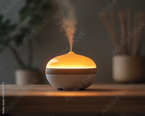 Aromatic diffuser emitting soothing mist.