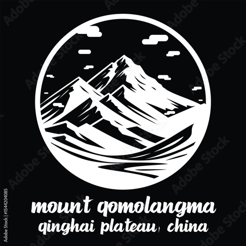 Circle Icon Mount Qomolangma.Vector illustration